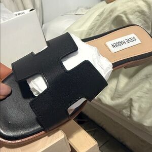 Steve Madden Black Slide Sandals